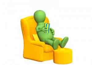 The 3d person - puppet, having a rest in a soft armchair