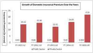 Growth of Domestic Insurance Premium Over the Years